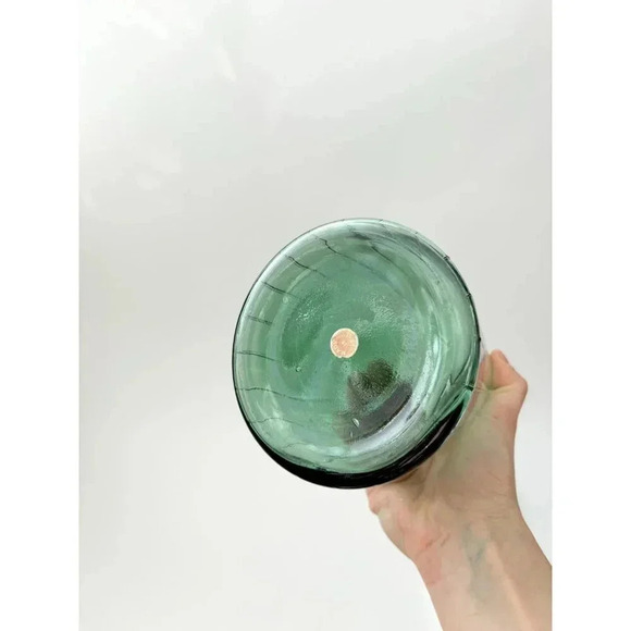 Empoli Glass Large Green Ribbed Handblown Glass MCM Tapered Decanter - Picture 7 of 10